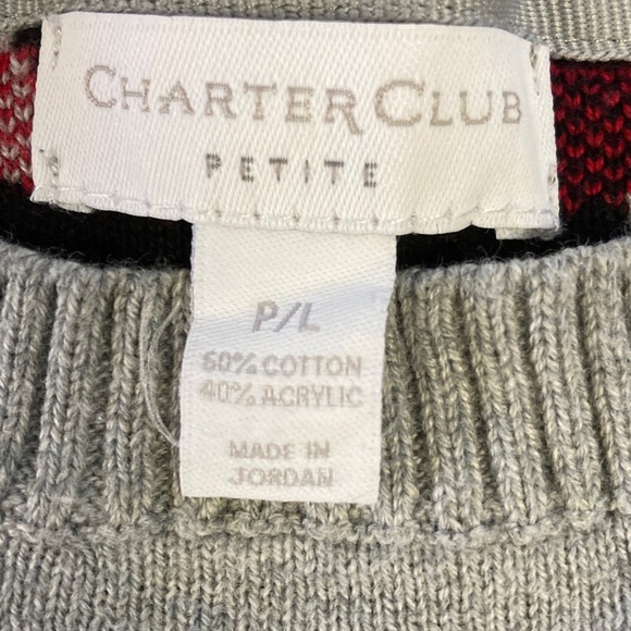 Charter Club PETITE Gray Sweater with Black Scottie Dog Pattern - Picture 9 of 9